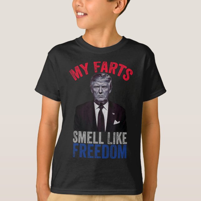 Camiseta 4 de julho Engraçado Trump Patriótico Minhas Farin (Frente)