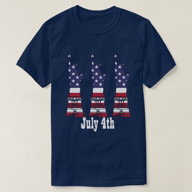 Camiseta 4 de julho, Estátua Americana da Bandeira da Liber (Frente do Design)