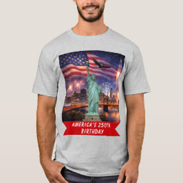 Camiseta 4 de Julho EUA 250º Foguete da Estátua da Liberdad