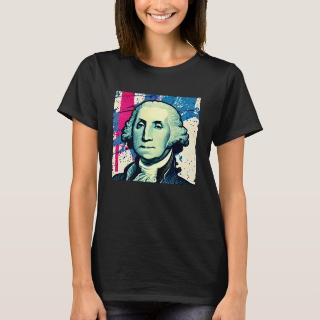 Camiseta 4 de julho EUA George Washington American Art On (Frente)