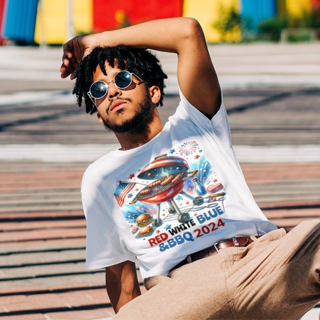 Camiseta 4 de julho Festa de Churrasco da Reunião Familiar  (Criador carregado)