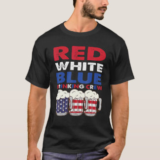 Camiseta 4 De Julho Festa Vermelho, Bebendo Azul