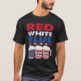 Camiseta 4 De Julho Festa Vermelho, Bebendo Azul