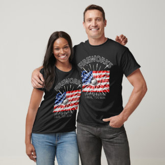 Camiseta 4 de julho Fireworks e Baseball American flag