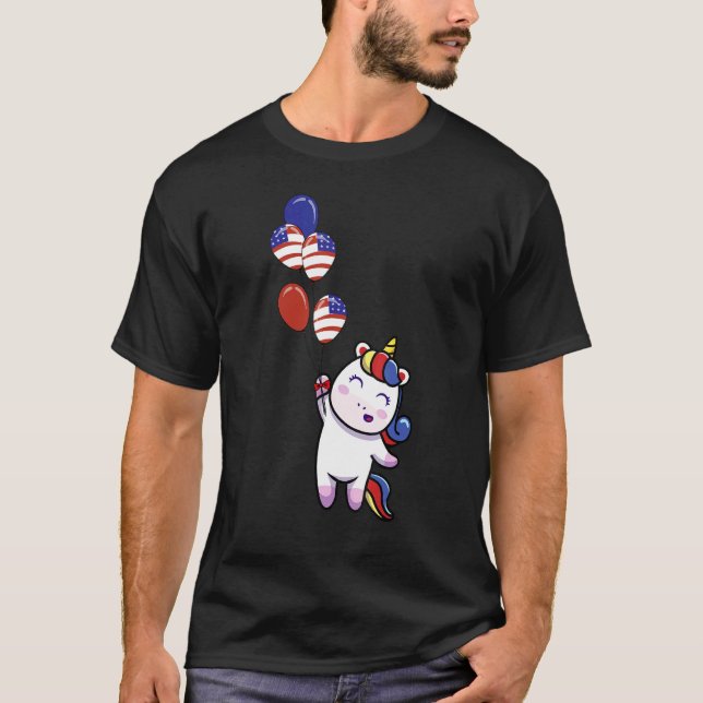 Camiseta 4 De Julho Fixe Unicorno Americano Bandeira Patrió (Frente)