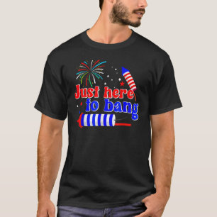 Camiseta 4 De Julho Fogos De Artifício Apenas Aqui Para Ban