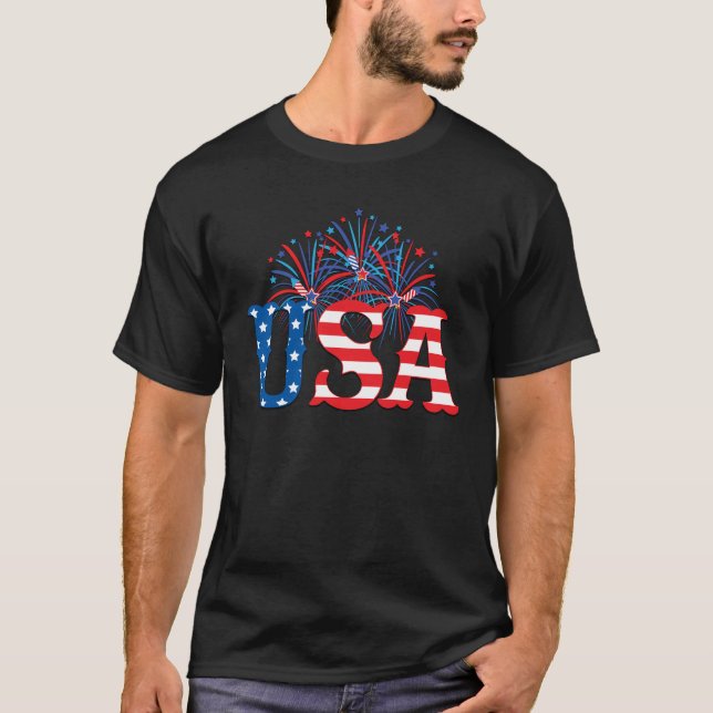 Camiseta 4 de julho fogos de artifício, Dia da Independênci (Frente)