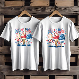 Camiseta 4 de julho Fogos de artifício Sorvete dos EUA