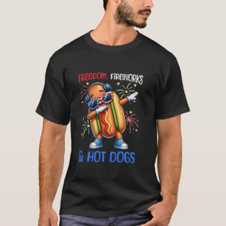 Camiseta 4 de julho, Freedom Fireworks Hot Dogs Dabbing Hot