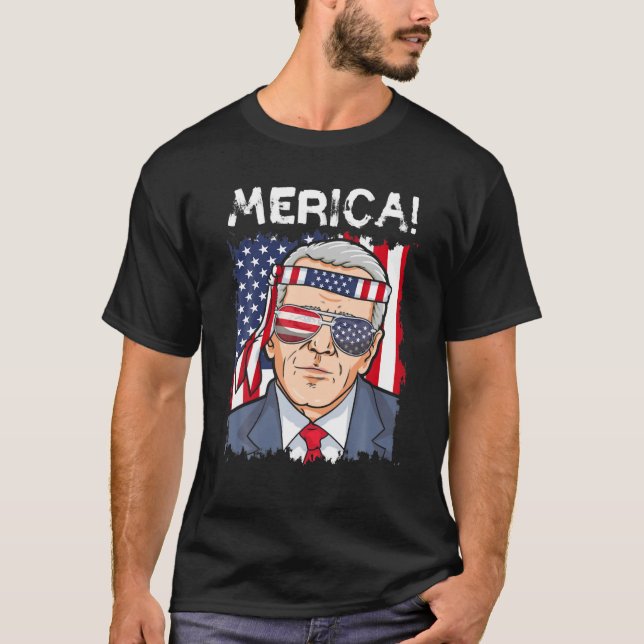 Camiseta 4 De Julho, Funny Joe Biden American Flag Sunglas (Frente)