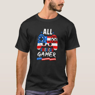 Camiseta 4 de julho Gamer Nerd All American Gaming Kids Bo