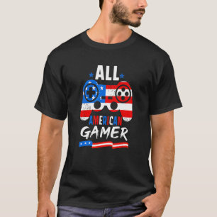 Camiseta 4 de julho Gamer Nerd All American Gaming Kids Bo