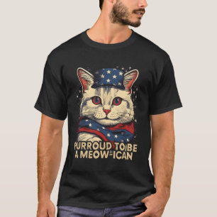 Camiseta 4 De Julho Gato Purroud Para Ser Um Ca Americano M