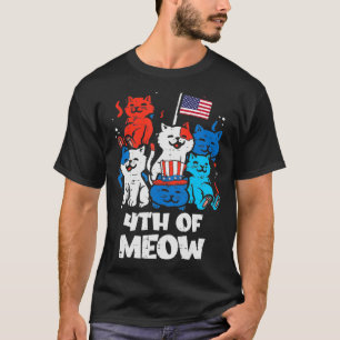 Camiseta 4 De Julho Gatos De Miau Gatos Pet Patriota Homens