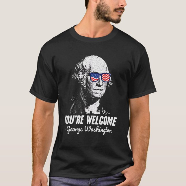 Camiseta 4 de julho George Washington Bandeira Você é Welc (Frente)