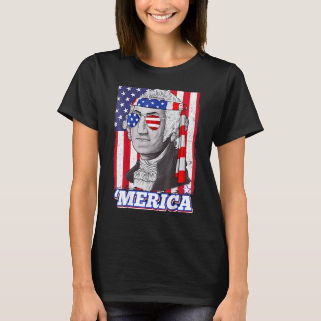 Camiseta 4 De Julho George Washington Patriótica Merica Fla (Frente)