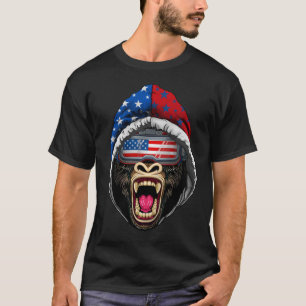 Camiseta 4 de julho Gorilla Lover USA Flag Americano