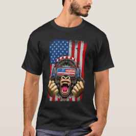 Camiseta 4 de julho Gorilla USA American Flag Patriotic