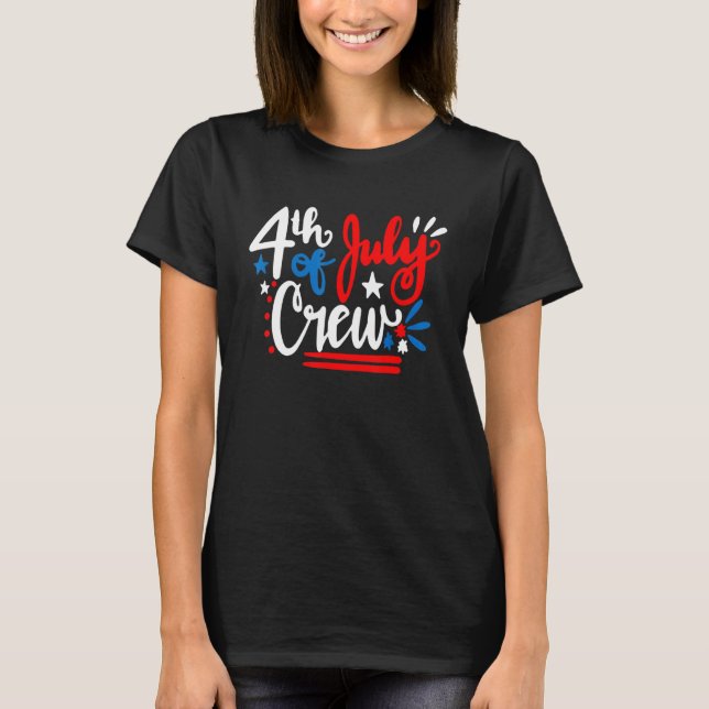 Camiseta 4 De Julho Grupo Red White Blue Crew Family Frien (Frente)