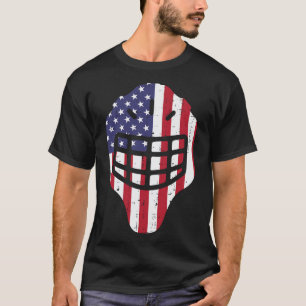 Camiseta 4 de julho Hockey Hockey Helmet America Flag Ameri