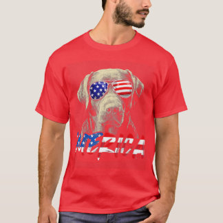 Camiseta 4 de julho Labrador Retriever American Flag Patrio