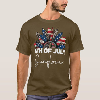 Camiseta 4 De Julho Lepard Sunflower Patriotic Men Women