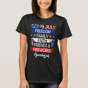 Camiseta 4 De Julho Liberdade Família Amigos Fogos De Artif