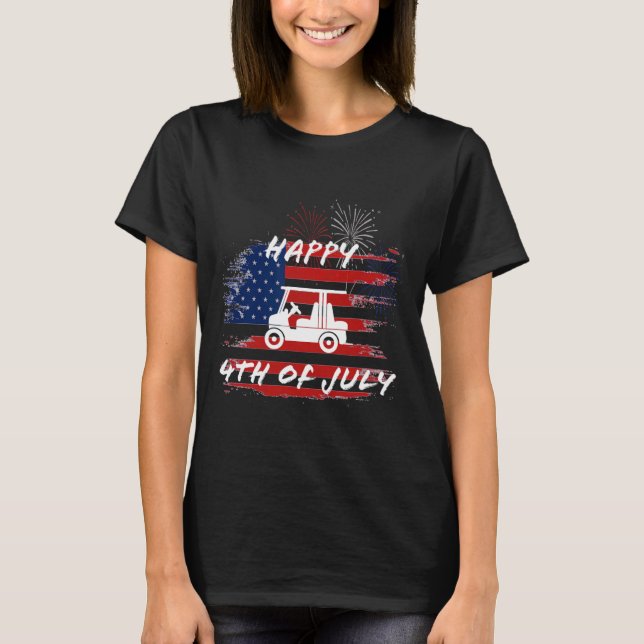 Camiseta 4 De Julho Looping Parade Holiday Golf Cart Ameri (Frente)