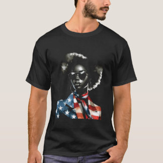 Camiseta 4 de julho Melanin Afro African American Flag USA