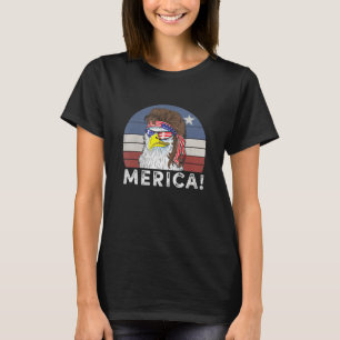 Camiseta 4 De Julho Merica Eagle Mullet Usa Flag Americano