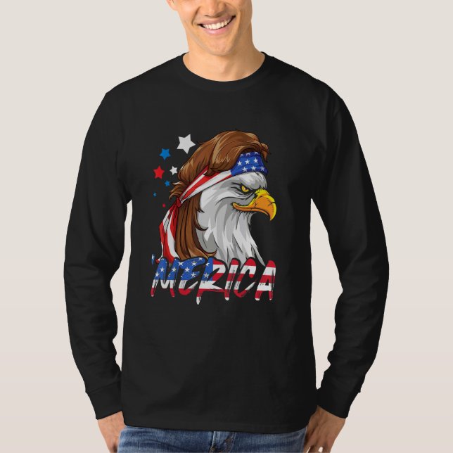 Camiseta 4 De Julho Merica Eagle Mullet Usa Flag Americano (Frente)
