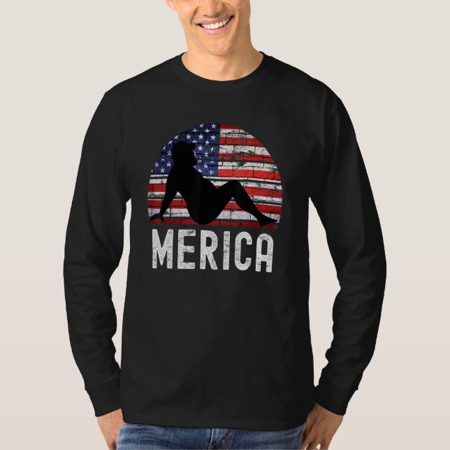Camiseta 4 De Julho, Merica Fat Party Bebendo Adulta Piada (Frente)