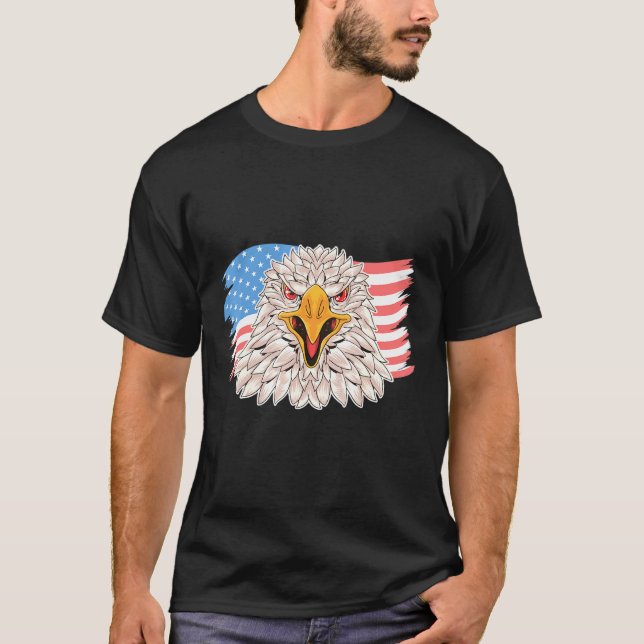 Camiseta 4 De Julho Merica Usa Flag Bald Eagle Patriotic V (Frente)