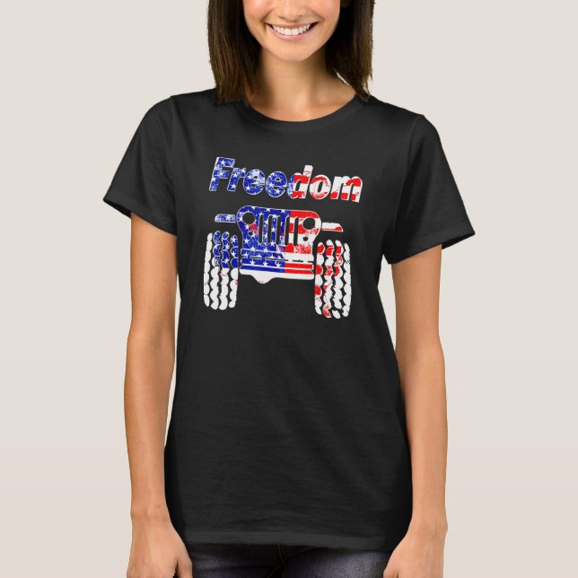 Camiseta 4 De Julho Mod Ride UTV SXS Offroad Freedom Racer (Frente)
