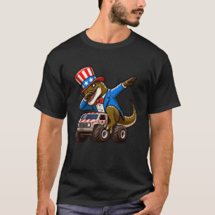 Camiseta 4 De Julho Monstro Do Dinossauro Bandeira American