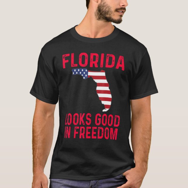 Camiseta 4 De Julho Na Flórida Usa Bandeira Patriótica Polí (Frente)