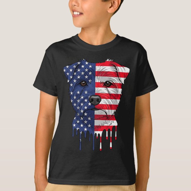 Camiseta 4 De Julho Norfolk Terrier Cachorro Bandeira Ameri (Frente)