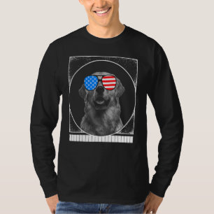 Camiseta 4 De Julho Ouro Retriever Dog USA Flag Indepen