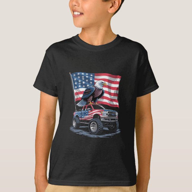 Camiseta 4 de julho Patriotic American Flag Eagle EUA (Frente)