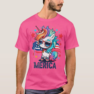 Camiseta 4 de julho Patriótica Unicorn Merica
