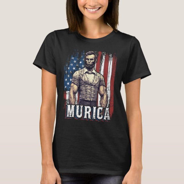 Camiseta 4 de julho Patriótico Abraham Lincoln Graphic Jul (Frente)