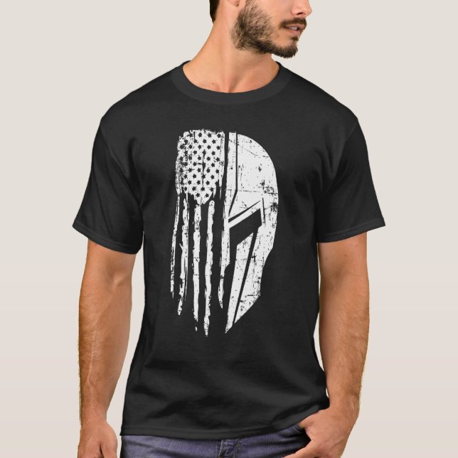 Camiseta 4 de julho Patriótico Afastado Americano Flag Spa (Frente)
