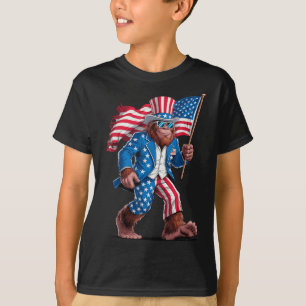 Camiseta 4 De Julho Patriótico Americano Sasquatch U