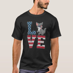 Camiseta 4 De Julho, Patriótico Amor, Alaskan Malamute, Cac