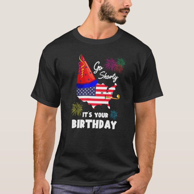 Camiseta 4 De Julho Patriótico Vá em Breve É Seu Aniversári (Frente)