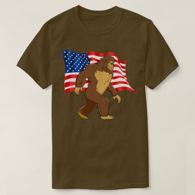 Camiseta 4 De Julho Pé-Grande Com Bandeira Americana (Frente do Design)