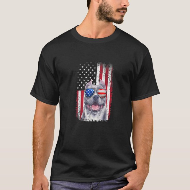Camiseta 4 De Julho Pit Bull Bandeira Americana O Cão Patri (Frente)