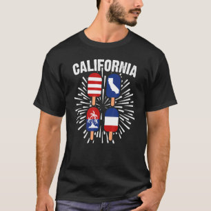 Camiseta 4 De Julho Popsicle California Patriotic Firework