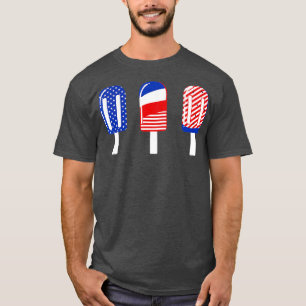 Camiseta 4 de julho Popsicle Red White Blue American Flag
