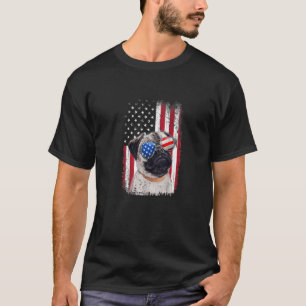 Camiseta 4 De Julho Pug American Flag Patriótico Dog 1